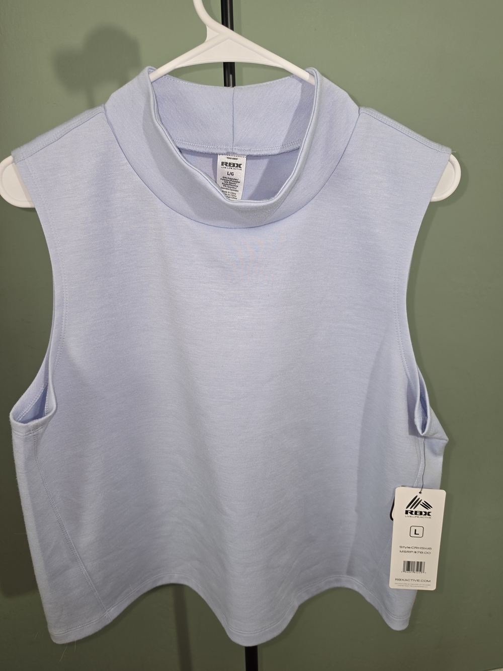 RBX Pale Blue Sleeveless Mock Neck Tank Top - Women